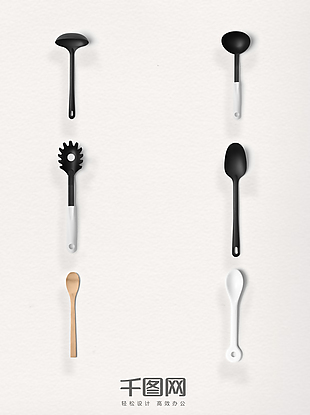 写实厨房餐具各类勺子