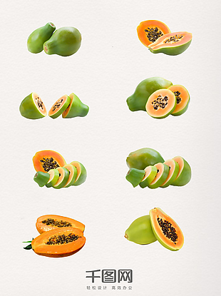 一组造型多样的木瓜图