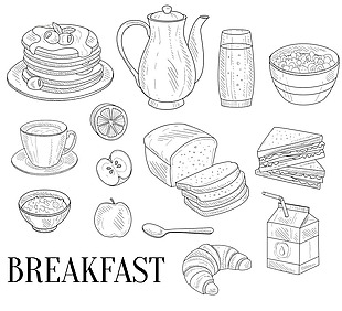 时尚手绘美味早餐插画