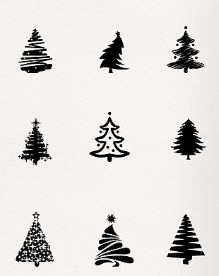 圣诞节简笔画黑色圣诞树