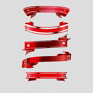 空白红色圣诞飘带丝带免抠psd透明素材