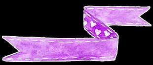 紫色爱心丝带卡通透明素材