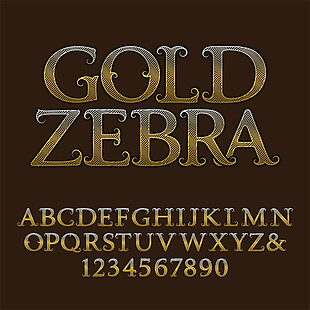 卷纹金色字母字体图片