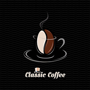 曲线咖啡豆标志图片