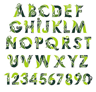 绿色花纹字母字体图片