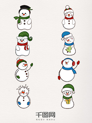 清新圣诞雪人装饰图案
