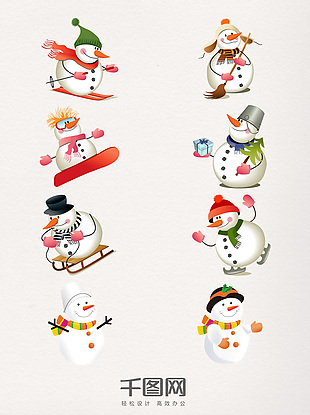 圣诞雪人可爱卡通图案