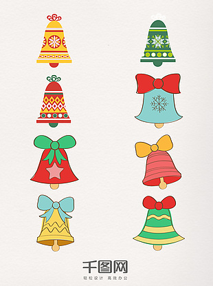 彩色圣诞铃铛装饰图案