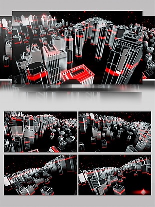 城市摩天大楼起伏波动视频素材