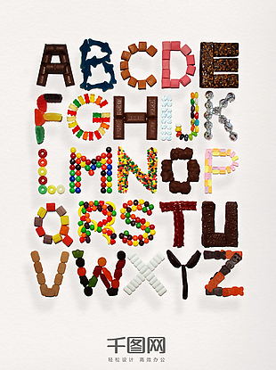 创意糖果拼贴艺术字母