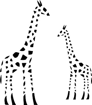 黑白长颈鹿抽象图案