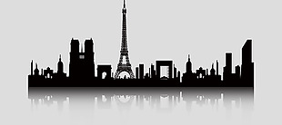 巴黎创意城市剪影免抠psd透明素材