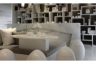 现代时尚客厅白色展示柜室内装修效果图
