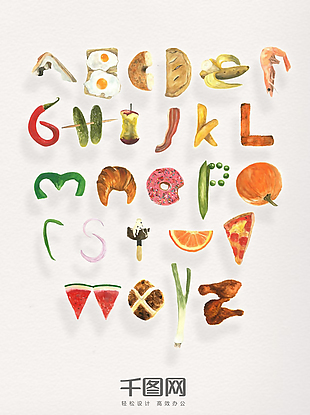 创意食物拼贴英文字母