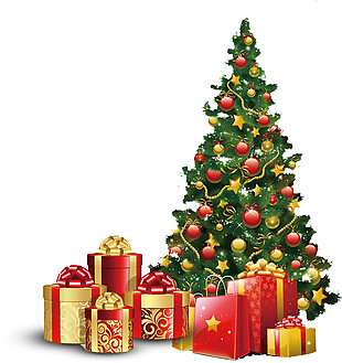 喜庆圣诞树圣诞礼物装饰元素