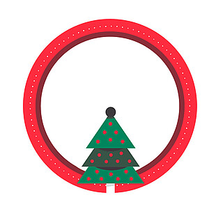 抽象红色圆形圣诞树元素