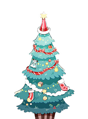 精美装饰圣诞树PNG元素
