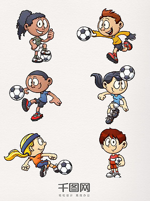 卡通足球运动人物元素