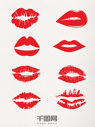 一组女性红唇手绘图片