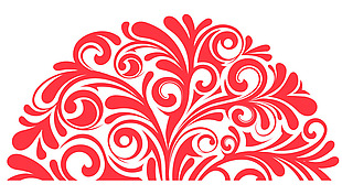 手绘红色花纹元素