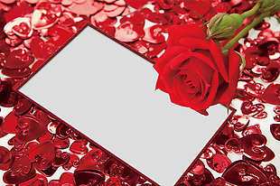 红色玫瑰花边框免抠psd透明素材