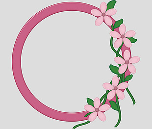 粉红色圆形花卉边框免抠psd透明素材