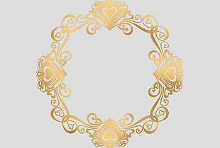 金色圆形花卉边框免抠psd透明素材