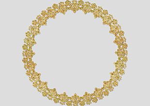 圆形黄金花卉边框免抠psd透明素材