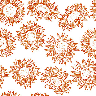 清新橘色花朵植物手绘壁纸图案