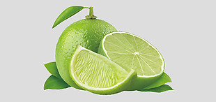 切开的鲜绿色柠檬免抠psd透明素材