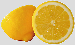 黄色漂亮切开的柠檬免抠psd透明素材