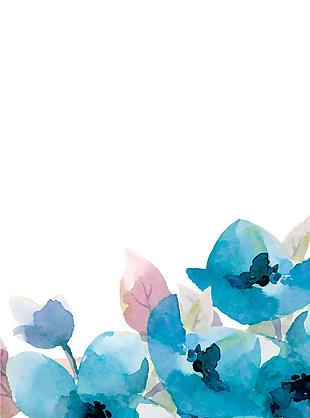 蓝色的水印花朵背景图片大全