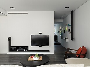 现代简单客厅白色墙面室内装修效果图