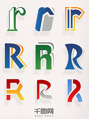 艺术素材商标R元素图标设计装饰图案集合