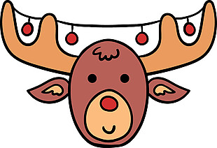 卡通圣诞麋鹿头像PNG元素