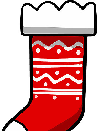 卡通红色条纹圣诞袜元素