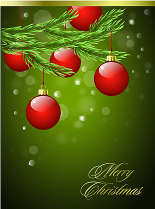 橄榄绿松树枝叶圣诞树挂物海报背景