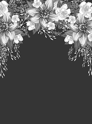 矢量白色花朵黑底背景素材