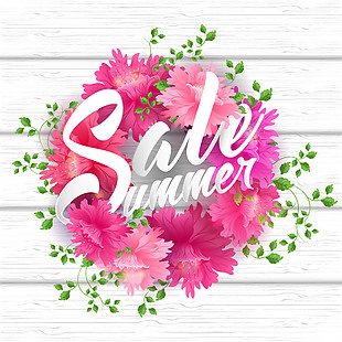 粉色花卉夏季促销艺术字矢量素材