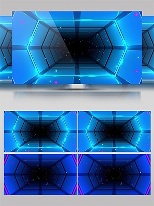 蓝色科技六边形通道高清视频素材