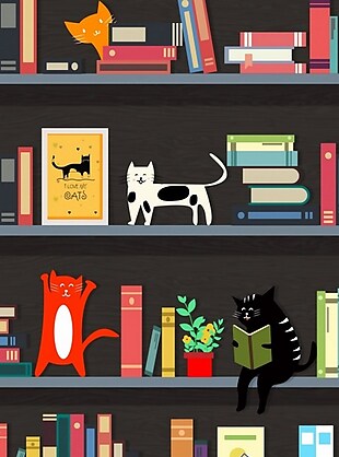 书架猫矢量素材