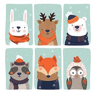 六件美丽卡通动物冬装