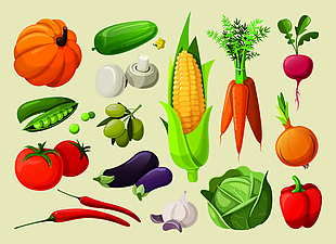 卡通时尚蔬菜插画