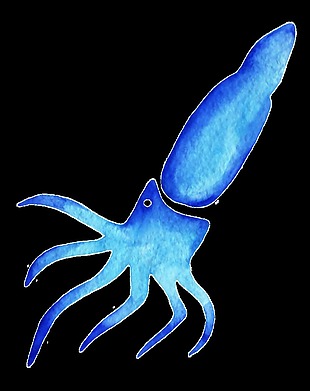 蓝色章鱼卡通透明素材