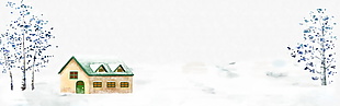 冬季雪地房屋banner背景