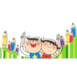 卡通小孩铅笔元素
