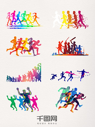 彩色奔跑的人群图案