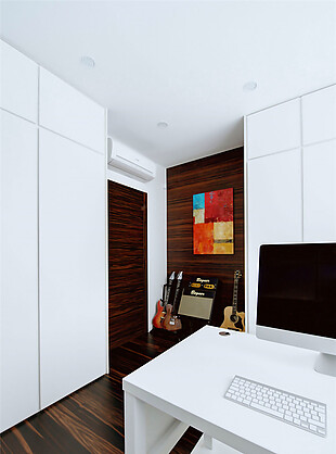 现代简约客厅白色亮面桌子室内装修效果图