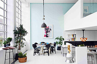 现代清新客厅绿植装饰室内装修效果图