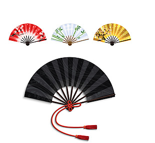 中国传统艺术折扇插画